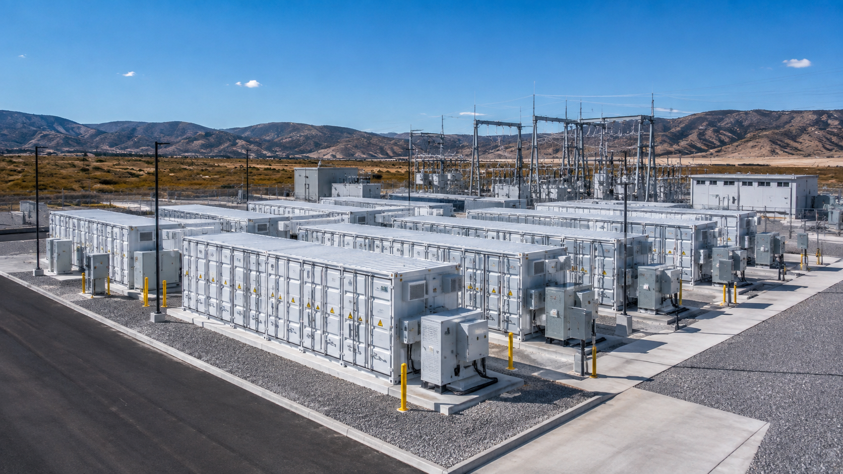 Battery energy storage system with containerized batteries and electrical power equipment