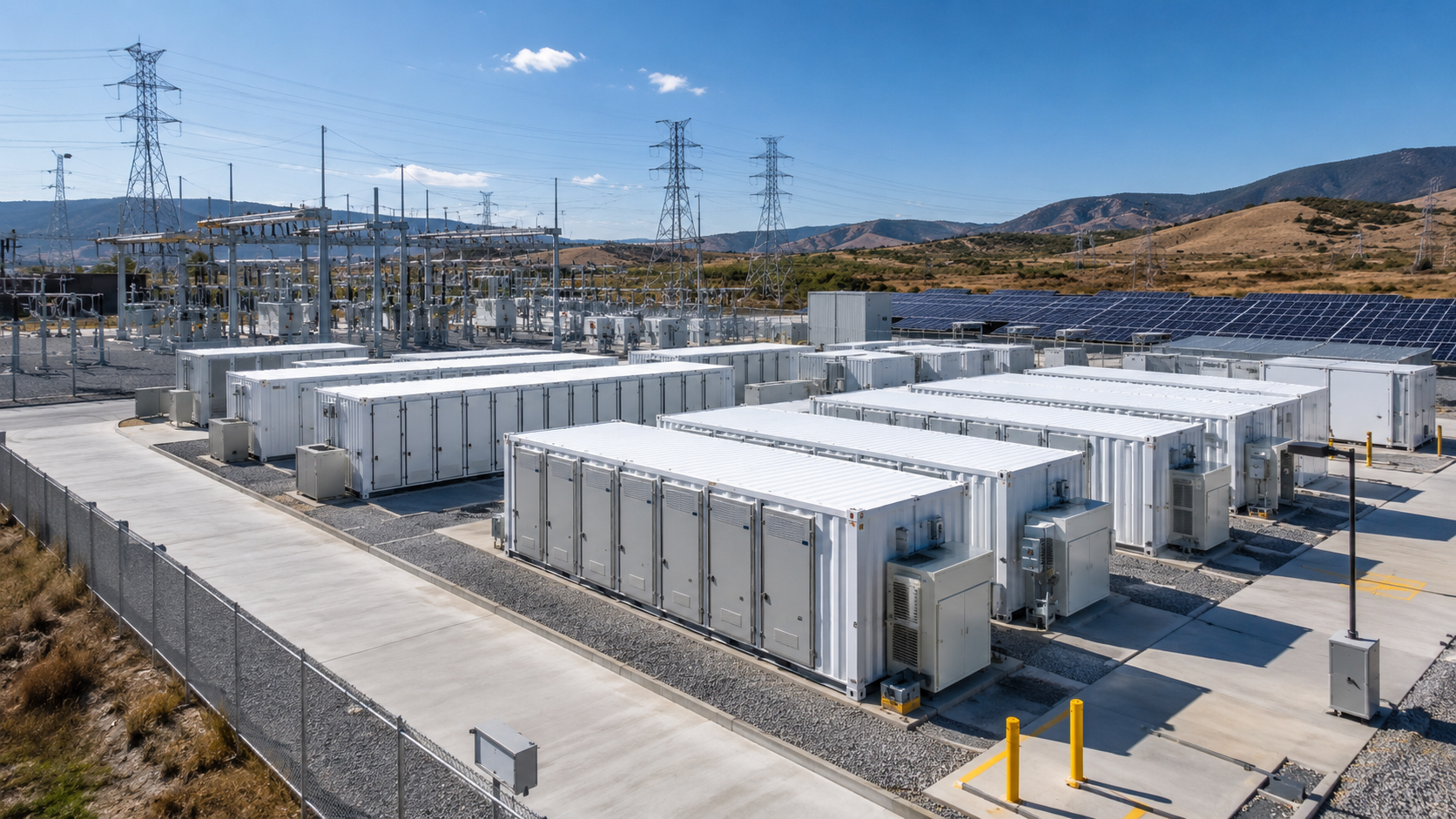 Energy storage and microgrid project with battery storage systems, transformers and grid infrastructure