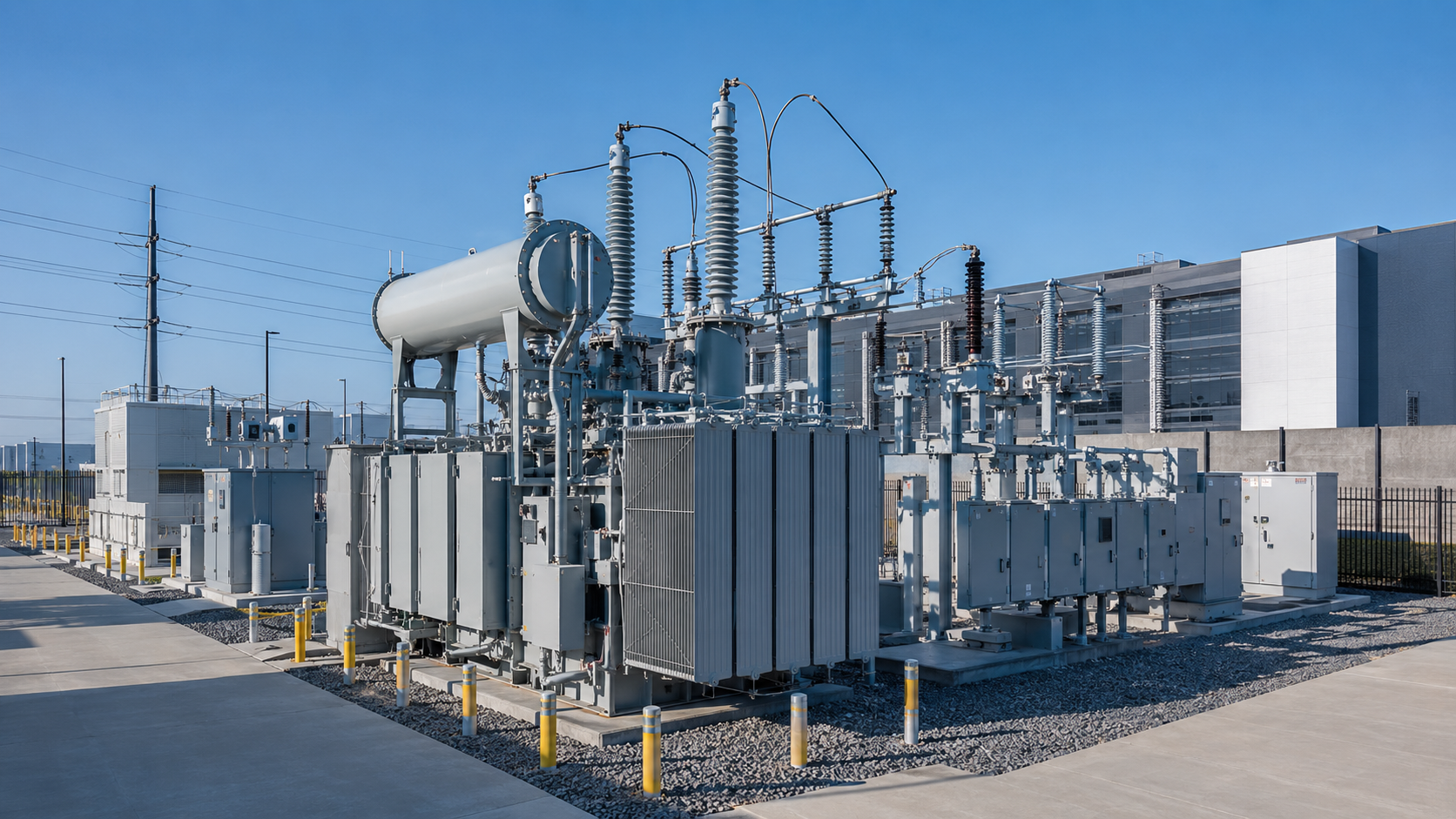 Power transformer and distribution equipment for data center facilities