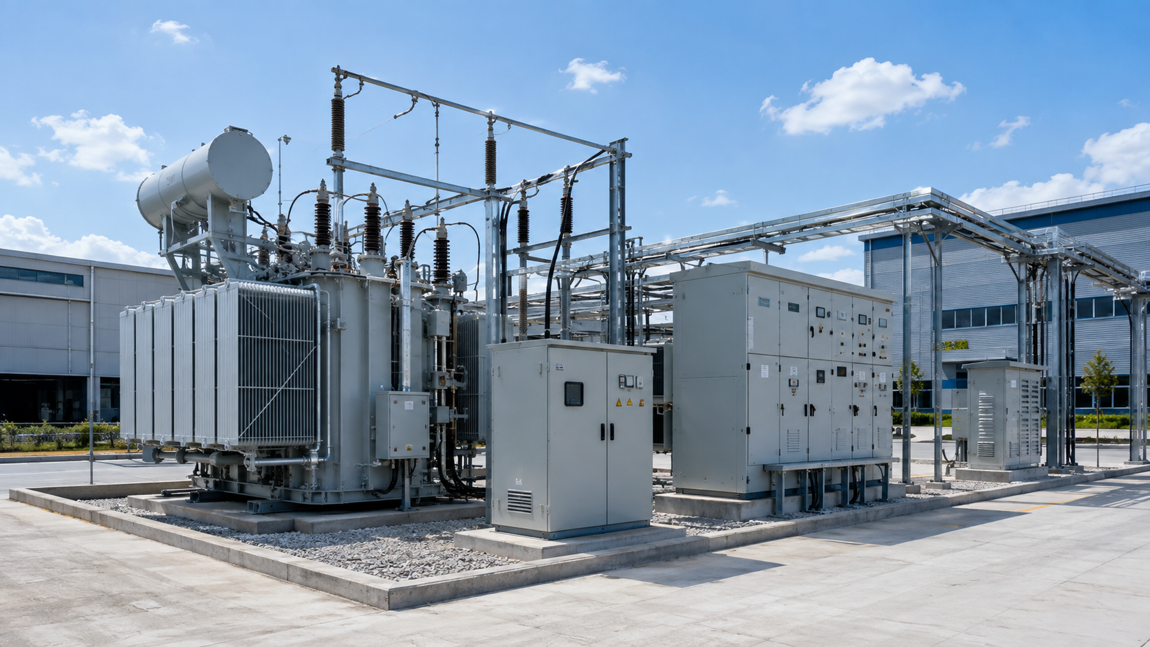Transformer and electrical distribution equipment for industrial and commercial facilities
