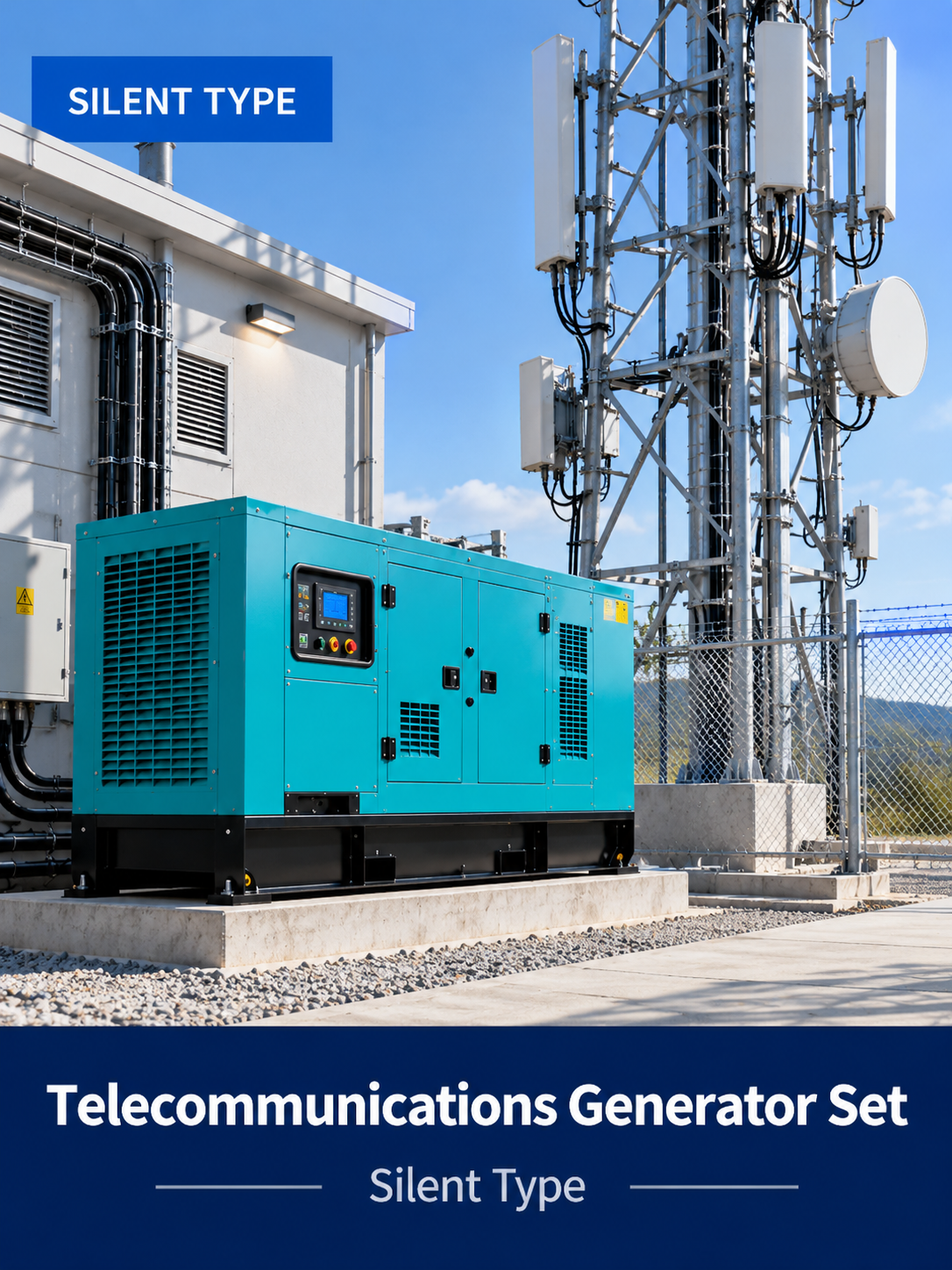Telecommunications backup diesel generator set