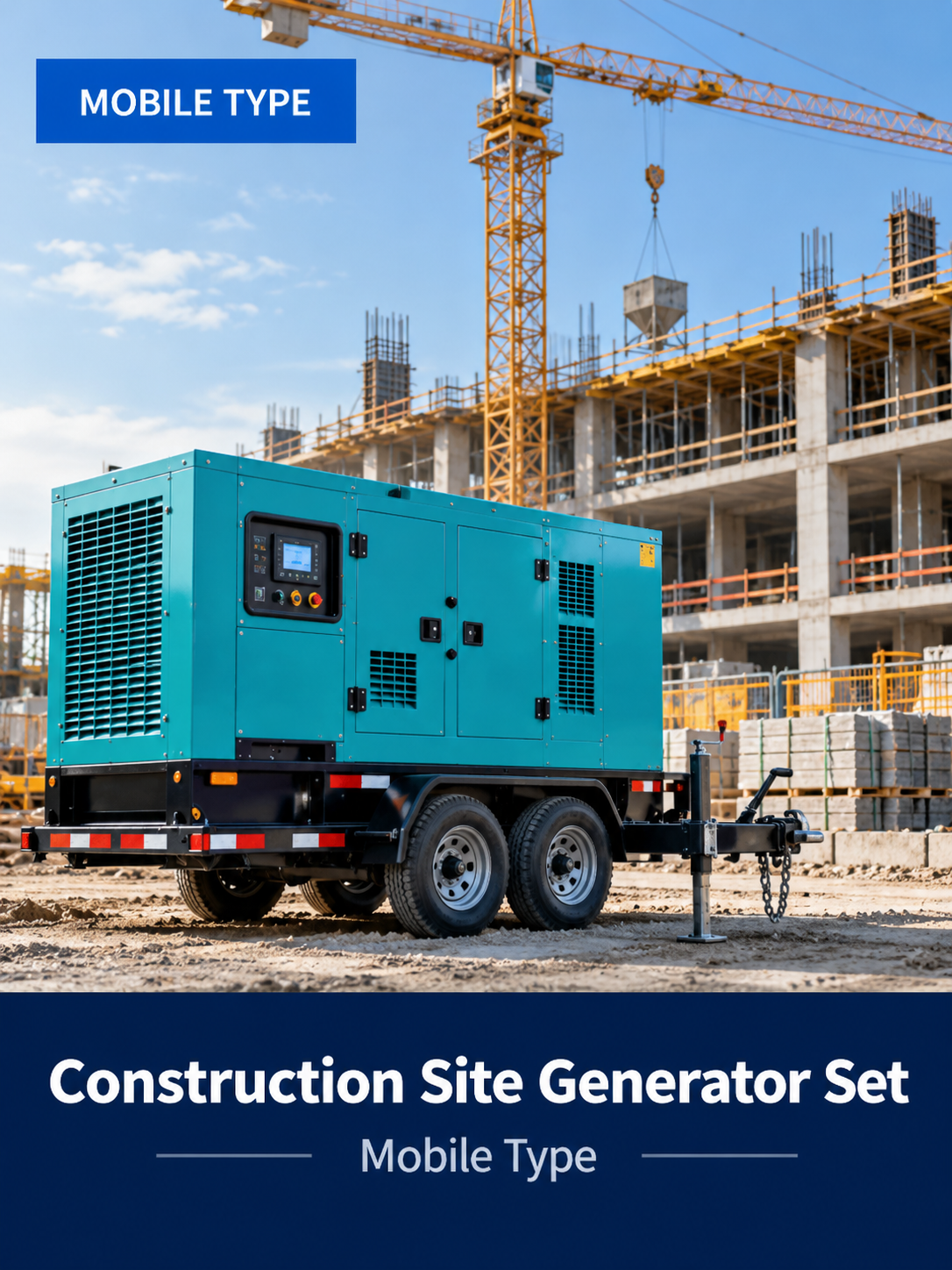 Mobile diesel generator set for construction sites